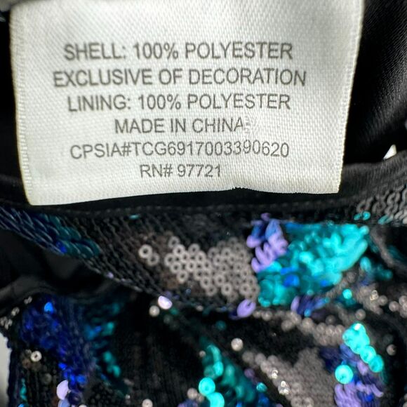 BLUSH BY US ANGELS Girls Dress Size 14 Black Blue Stars Full Sequins Shiny Party - Picture 5 of 7